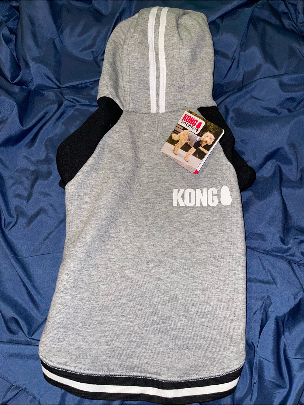 Kong Gray and Black Dog Hoodie with White Logo